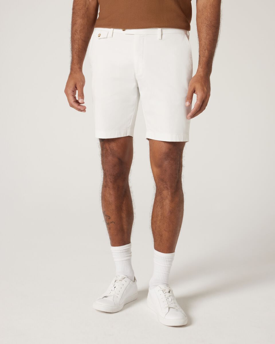 Slim Stretch Cotton Stretch Chino Short, White, hi-res